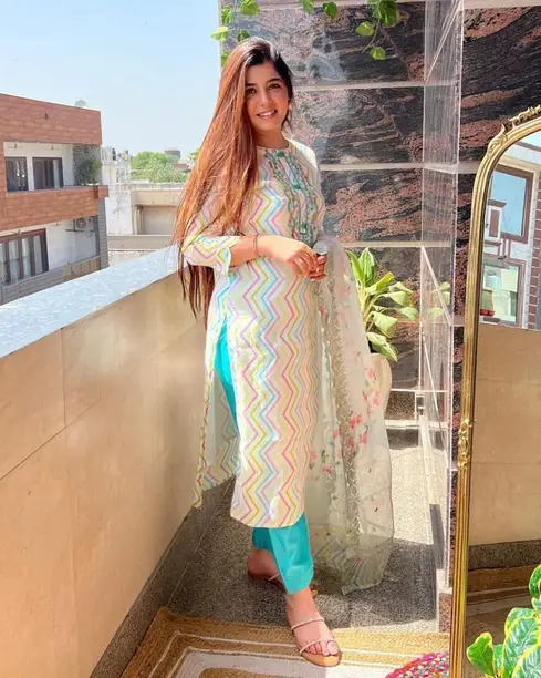 TRAHIMAM Women Cotton Blend Kurti Pant Dupatta Set - Image 3